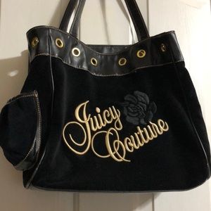 Juicy Couture black velvet purse/gold lettering